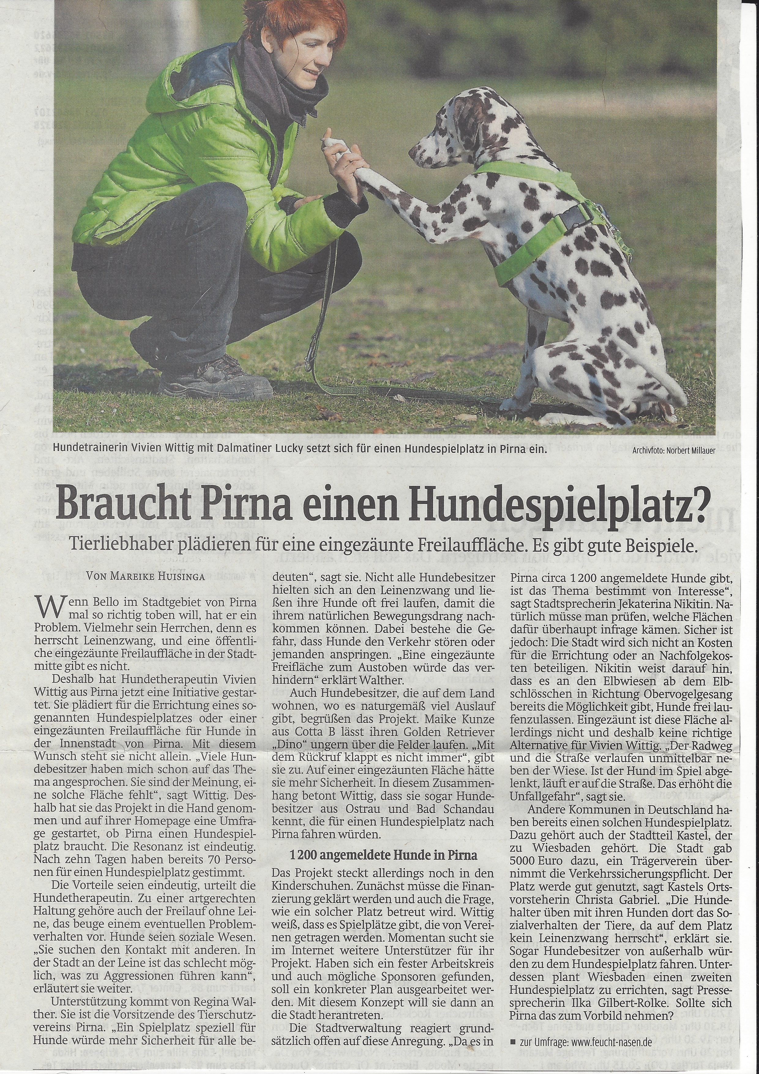 Feuchtnasen  Zeitungsartikel Hundepension Hundephysio Tierheilpraxis Wilsdruff 